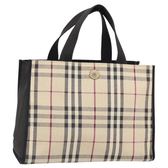 Burberry Handbags - Burberry Nova Check Canvas Tote Bag Beige Black Red Plaid Shoulder Shopper Italy